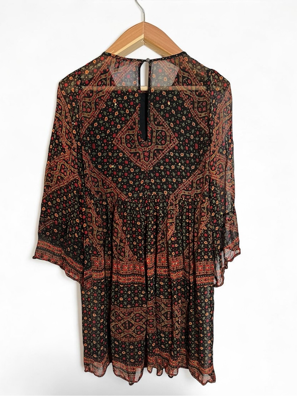 Anthropologie Akemi + Kin Munro Embroidered Beaded Boho Chiffon Dress Xsmall - Picture 3 of 8